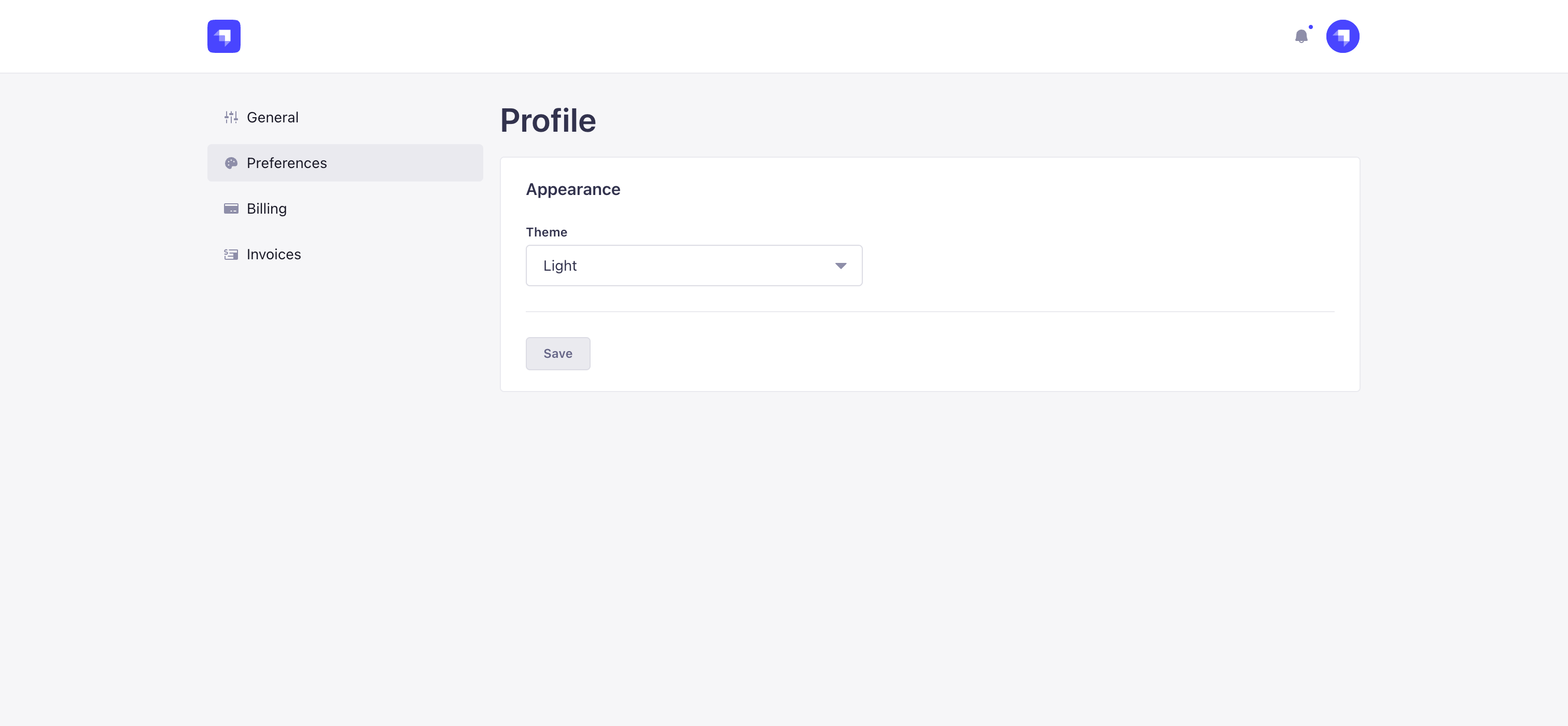 Preferences tab of Profile page